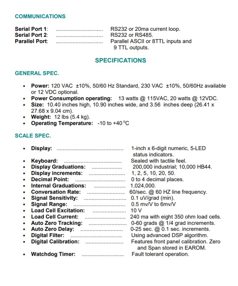 440 specification sheet