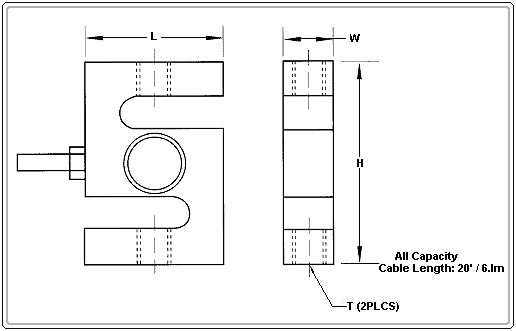 S-Beam Load Cell Dimensions